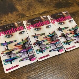 Vintage 1999 Seventeen Fab Finds Snap Hair Clips Iridescent Metal 3packs NOS Y2K